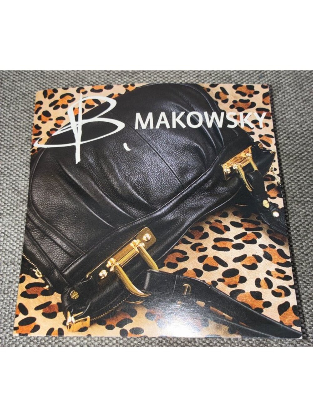 B. Makowsky Black Genuine Leather Shoulder Bag With Leopard Print Lining And Sil - Picture 10 of 13